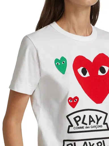 Comme des Garçons PLAY Women's Large Heart Play T-Shirt - White - Size XS | Thumbnail 6