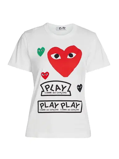 Comme des Garçons PLAY Women's Large Heart Play T-Shirt - White - Size XS | Thumbnail 1