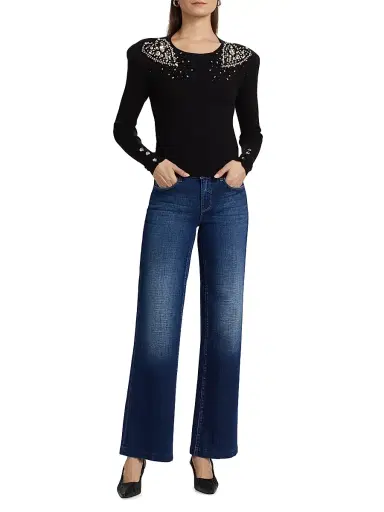 L'Agence Women's Cesca Crystal Knit Crewneck Sweater | Thumbnail 2 L'Agence Women's Cesca Crystal Knit Crewneck Sweater | Thumbnail 2