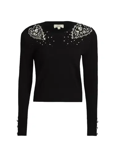 L'Agence Women's Cesca Crystal Knit Crewneck Sweater | Thumbnail 1 L'Agence Women's Cesca Crystal Knit Crewneck Sweater | Thumbnail 1