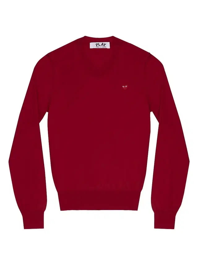 Comme des Garçons PLAY Women's V-Neck Wool Heart Sweater - Red