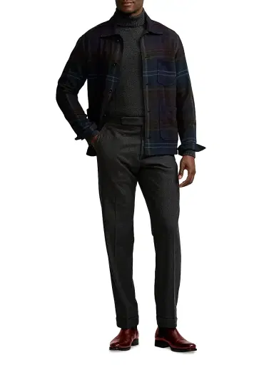 Ralph Lauren Purple Label Men's Shadow Plaid Shirt Jacket - Green Navy Multi - Size XL | Thumbnail 2 Ralph Lauren Purple Label Men's Shadow Plaid Shirt Jacket - Green Navy Multi - Size XL | Thumbnail 2