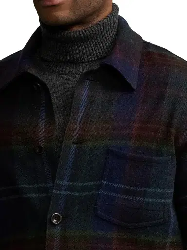 Ralph Lauren Purple Label Men's Shadow Plaid Shirt Jacket - Green Navy Multi - Size XL | Thumbnail 6 Ralph Lauren Purple Label Men's Shadow Plaid Shirt Jacket - Green Navy Multi - Size XL | Thumbnail 6