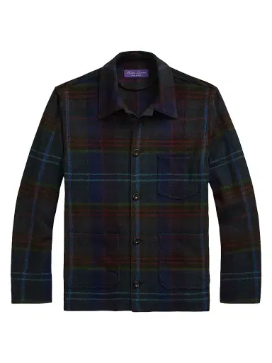 Ralph Lauren Purple Label Men's Shadow Plaid Shirt Jacket - Green Navy Multi - Size XL | Thumbnail 1 Ralph Lauren Purple Label Men's Shadow Plaid Shirt Jacket - Green Navy Multi - Size XL | Thumbnail 1