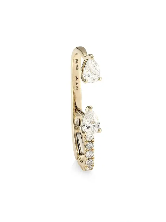 Women's 18K Yellow Gold & Diamond Single Lobe Huggie Earring - Gold