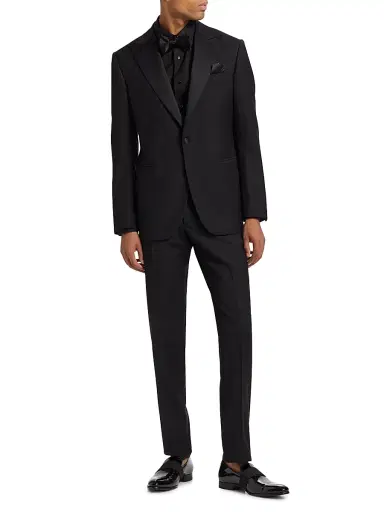 Saks Fifth Avenue Men's COLLECTION Satin Notch Lapel Tuxedo | Thumbnail 2 Saks Fifth Avenue Men's COLLECTION Satin Notch Lapel Tuxedo | Thumbnail 2