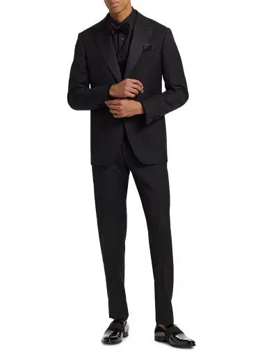 Saks Fifth Avenue Men's COLLECTION Satin Notch Lapel Tuxedo | Thumbnail 3 Saks Fifth Avenue Men's COLLECTION Satin Notch Lapel Tuxedo | Thumbnail 3