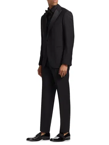Saks Fifth Avenue Men's COLLECTION Satin Notch Lapel Tuxedo | Thumbnail 4 Saks Fifth Avenue Men's COLLECTION Satin Notch Lapel Tuxedo | Thumbnail 4