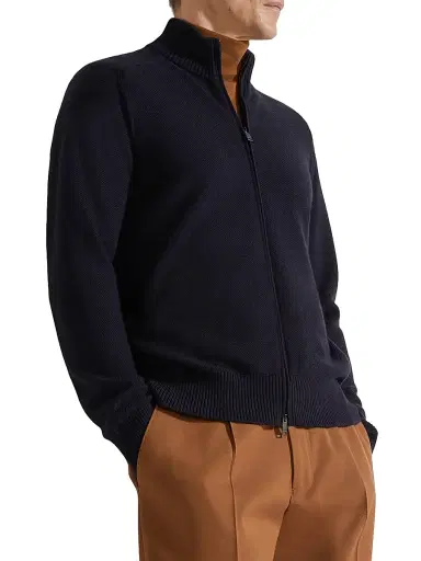 Zegna Men's Cashseta Full Zip Cardigan - Navy Blue - Size 46 | Thumbnail 4 Zegna Men's Cashseta Full Zip Cardigan - Navy Blue - Size 46 | Thumbnail 4