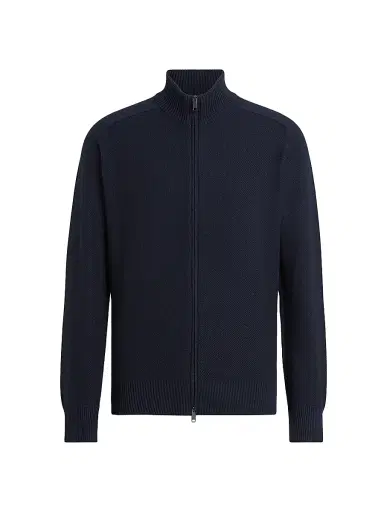 Zegna Men's Cashseta Full Zip Cardigan - Navy Blue - Size 46 | Thumbnail 1 Zegna Men's Cashseta Full Zip Cardigan - Navy Blue - Size 46 | Thumbnail 1
