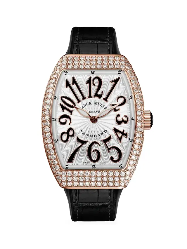 Women's Vanguard Rose Gold, Diamond, Alligator & Rubber Strap Watch - Rose Gold Black