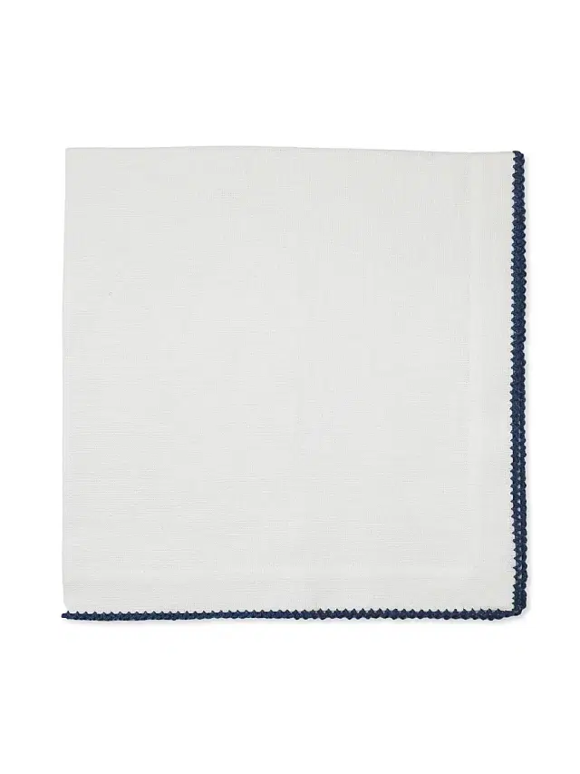 Tina Chen Designs Picot Edge 4-Piece Napkin Set - White Soldier Blue