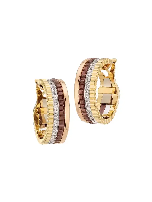 Women's Quatre Classique 18K Yellow Gold, Rose Gold, White Gold, Brown PVD & Diamond Hoop Earrings - Yellow Gold Women's Quatre Classique 18K Yellow Gold, Rose Gold, White Gold, Brown PVD & Diamond Hoop Earrings - Yellow Gold