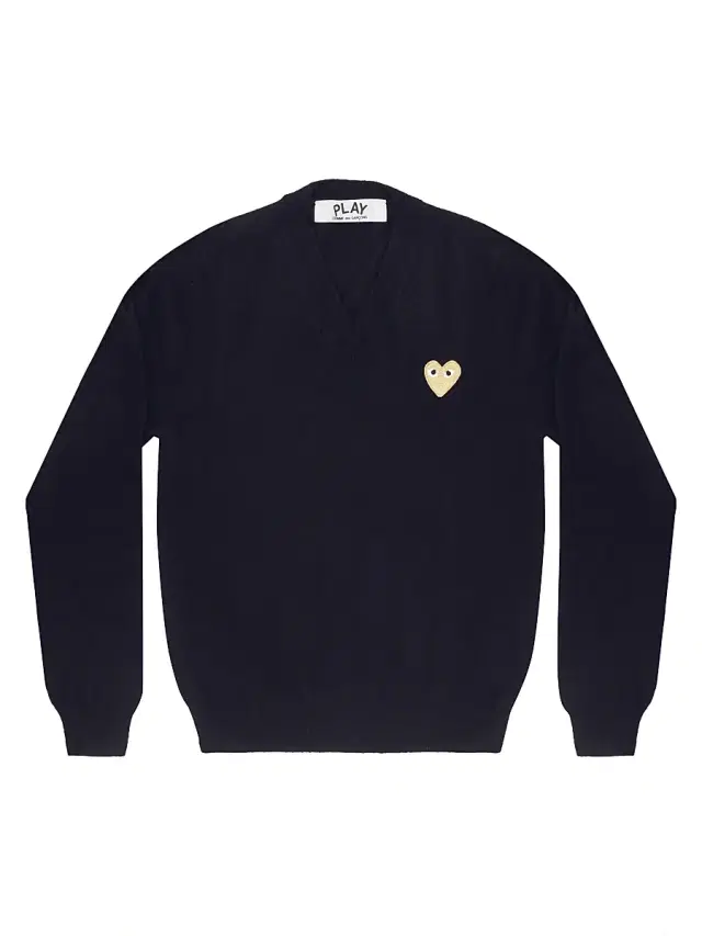 Comme des Garçons PLAY Women's Wool V-Neck Heart Sweater - Navy