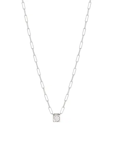 Dinh Van Women's Le Cube Diamant 18K White Gold & Diamond Pendant Necklace - White Gold | Thumbnail 1