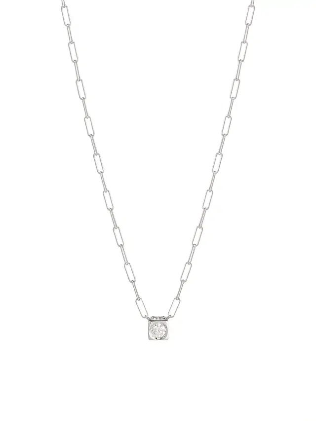 Women's Le Cube Diamant 18K White Gold & Diamond Pendant Necklace - White Gold Women's Le Cube Diamant 18K White Gold & Diamond Pendant Necklace - White Gold