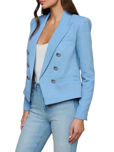 L'Agence Women's Brooke Double-Breasted Blazer - Allure Blue Watercolor Lace - Size 8 | Thumbnail 4 L'Agence Women's Brooke Double-Breasted Blazer - Allure Blue Watercolor Lace - Size 8 | Thumbnail 4