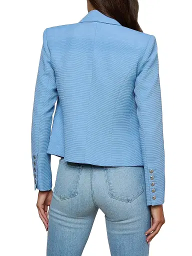 L'Agence Women's Brooke Double-Breasted Blazer - Allure Blue Watercolor Lace - Size 8 | Thumbnail 5 L'Agence Women's Brooke Double-Breasted Blazer - Allure Blue Watercolor Lace - Size 8 | Thumbnail 5