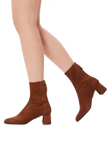 Aquazzura Women's Saint Honore 50MM Suede Booties - Cinnamon - Size 12 | Thumbnail 5
