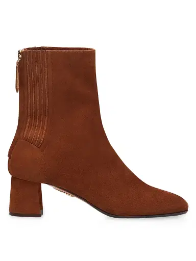Aquazzura Women's Saint Honore 50MM Suede Booties - Cinnamon - Size 12 | Thumbnail 1