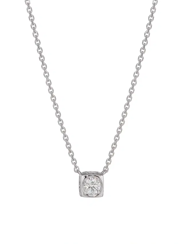 Women's Le Cube Diamant Platinum & Diamond  Pendant Necklace