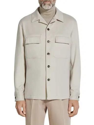 ZEGNA Men's Oasi Cashmere Alba Overshirt - White | Thumbnail 2 ZEGNA Men's Oasi Cashmere Alba Overshirt - White | Thumbnail 2