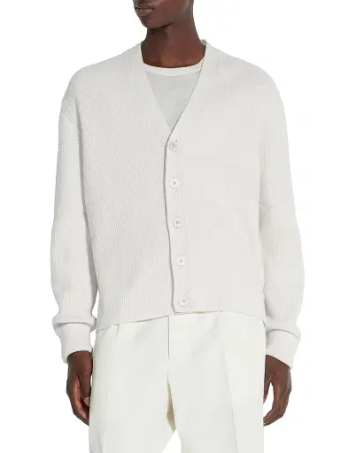 ZEGNA Men's Cashmere and Cotton Cardigan - White | Thumbnail 2 ZEGNA Men's Cashmere and Cotton Cardigan - White | Thumbnail 2