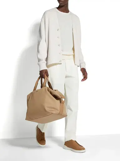 ZEGNA Men's Cashmere and Cotton Cardigan - White | Thumbnail 5 ZEGNA Men's Cashmere and Cotton Cardigan - White | Thumbnail 5