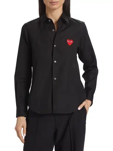 Comme des Garçons PLAY Women's Heart Button Down Shirt - Black - Size Medium | Thumbnail 3 Comme des Garçons PLAY Women's Heart Button Down Shirt - Black - Size Medium | Thumbnail 3