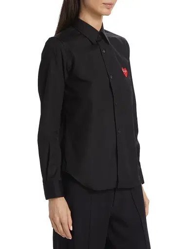Comme des Garçons PLAY Women's Heart Button Down Shirt - Black - Size Medium | Thumbnail 4 Comme des Garçons PLAY Women's Heart Button Down Shirt - Black - Size Medium | Thumbnail 4