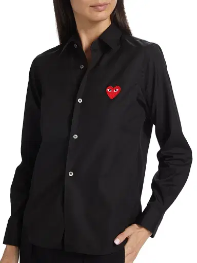 Comme des Garçons PLAY Women's Heart Button Down Shirt - Black - Size Medium | Thumbnail 6 Comme des Garçons PLAY Women's Heart Button Down Shirt - Black - Size Medium | Thumbnail 6