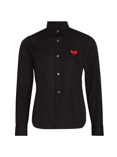 Comme des Garçons PLAY Women's Heart Button Down Shirt - Black - Size Medium | Thumbnail 1 Comme des Garçons PLAY Women's Heart Button Down Shirt - Black - Size Medium | Thumbnail 1