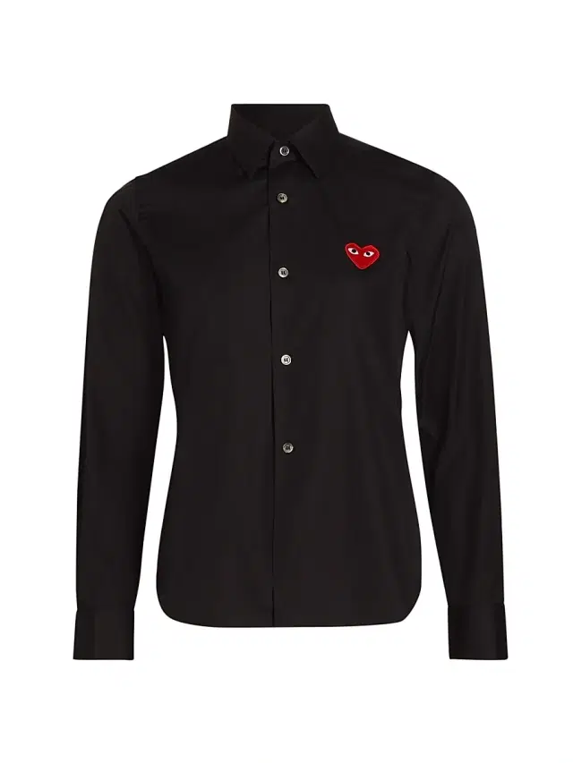 Comme des Garçons PLAY Women's Heart Button Down Shirt - Black