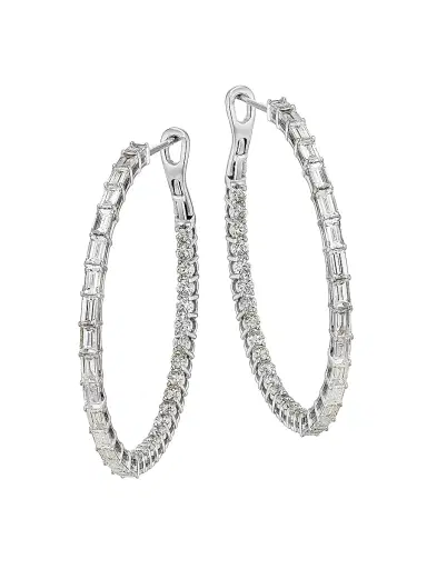 Stephanie Gottlieb Women's Undecided 14K White Gold & 3.6 TCW Diamond Inside-Out Hoop Earrings - White Gold | Thumbnail 1 Stephanie Gottlieb Women's Undecided 14K White Gold & 3.6 TCW Diamond Inside-Out Hoop Earrings - White Gold | Thumbnail 1