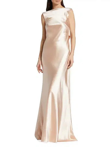 Danielle Frankel Women's Charlie Crepe Satin Gown - Dahlia | Thumbnail 2