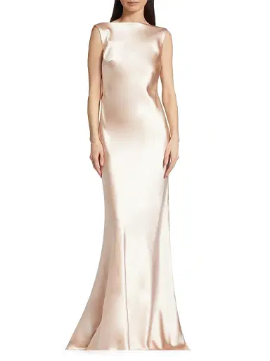 Danielle Frankel Women's Charlie Crepe Satin Gown - Dahlia | Thumbnail 3