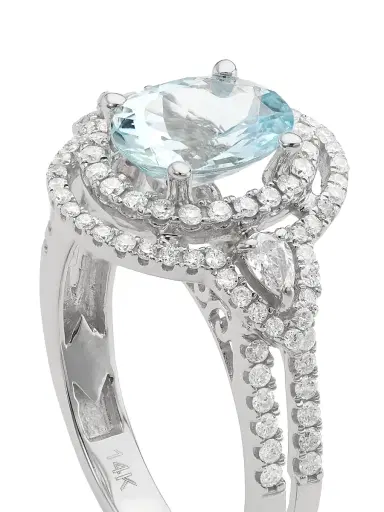 Saks Fifth Avenue Collection Women's 14K White Gold, Aquamarine & 0.2 TCW Diamond Ring - Aqua | Thumbnail 4 Saks Fifth Avenue Collection Women's 14K White Gold, Aquamarine & 0.2 TCW Diamond Ring - Aqua | Thumbnail 4