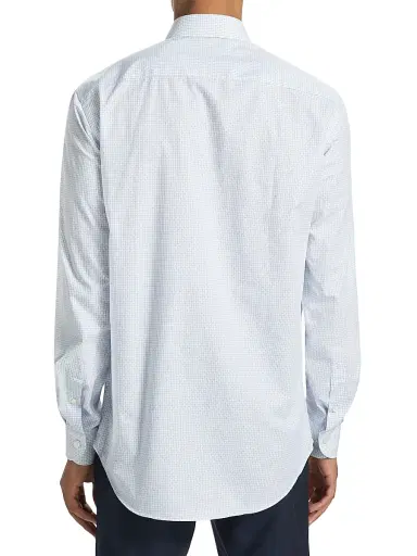 Saks Fifth Avenue Men's COLLECTION Grid Button-Front Shirt - Sea | Thumbnail 5 Saks Fifth Avenue Men's COLLECTION Grid Button-Front Shirt - Sea | Thumbnail 5