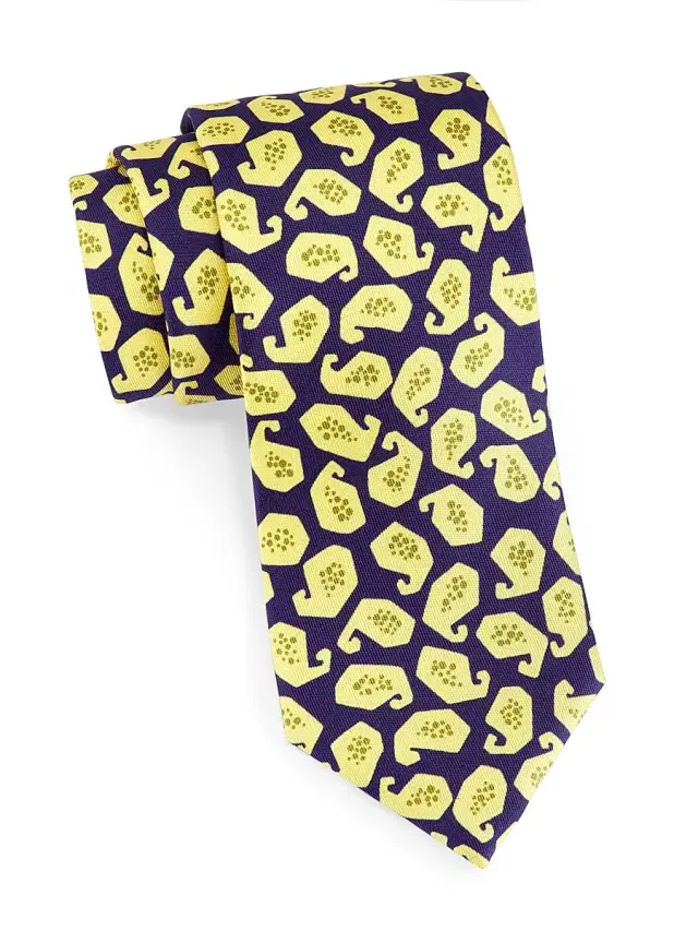 Men's Paisley Silk Tie - Blue Yellow
