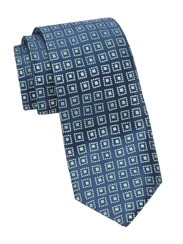 Charvet Men's Geobean Woven Silk Tie - Navy White