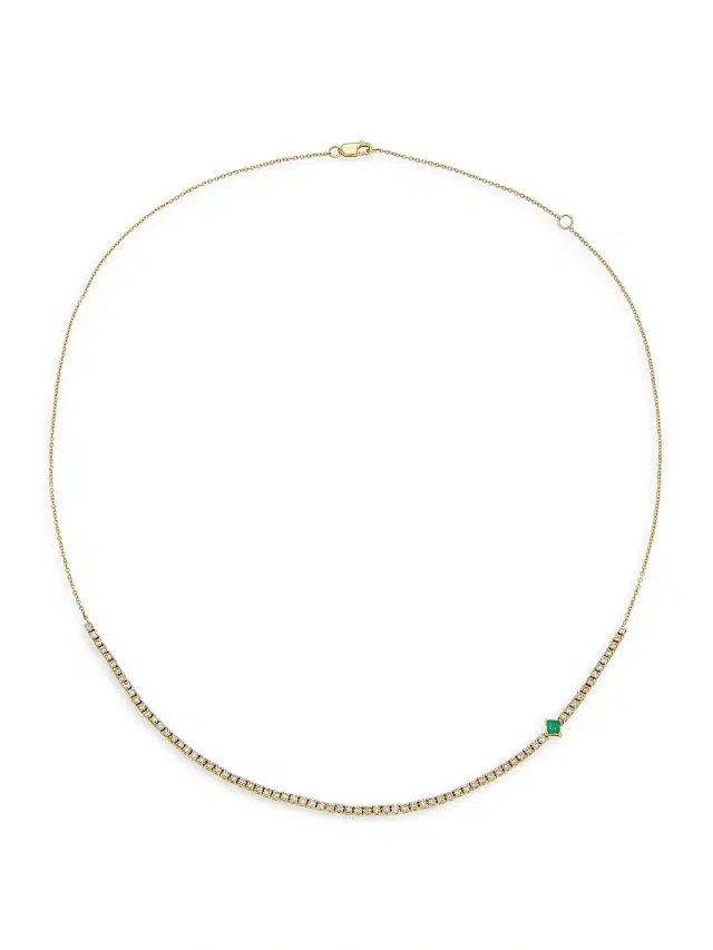 Women's 14K-Yellow-Gold, Emerald & 1.35 TCW Diamond Chain Necklace - Yellow Gold