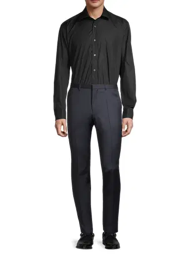 Charvet Men's Barrel Cuff Button-Up Shirt - Black - Size 17.5 | Thumbnail 2