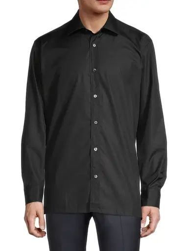 Charvet Men's Barrel Cuff Button-Up Shirt - Black - Size 17.5 | Thumbnail 3