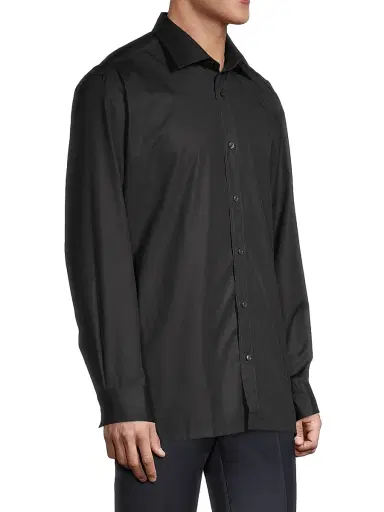 Charvet Men's Barrel Cuff Button-Up Shirt - Black - Size 17.5 | Thumbnail 4