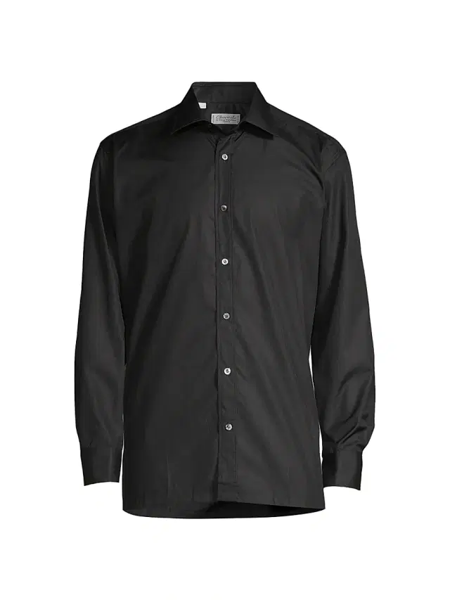 Charvet Men's Barrel Cuff Button-Up Shirt - Black