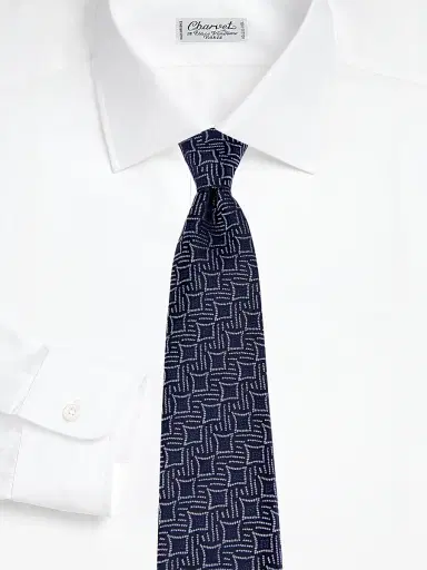 Charvet Men's Jacquard Silk Tie - Navy Sky | Thumbnail 2 Charvet Men's Jacquard Silk Tie - Navy Sky | Thumbnail 2