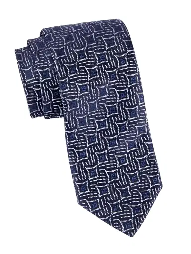 Charvet Men's Jacquard Silk Tie - Navy Sky | Thumbnail 1 Charvet Men's Jacquard Silk Tie - Navy Sky | Thumbnail 1
