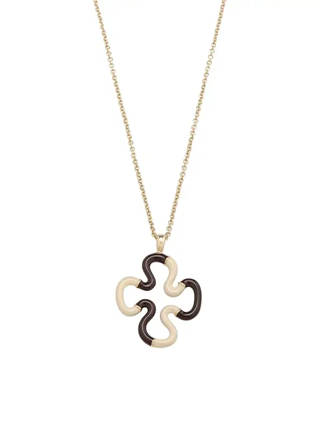Women's B Color Goldtone & Enamel Flower Pendant Necklace - Brown