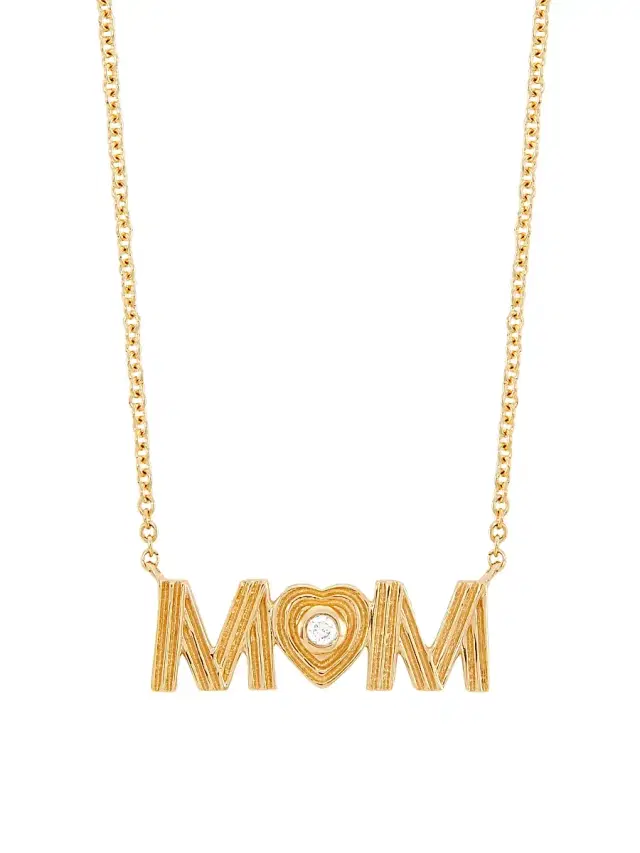 Women's 14K Yellow Gold & 0.05 TCW Diamond "Mom" Pendant Necklace - Yellow Gold