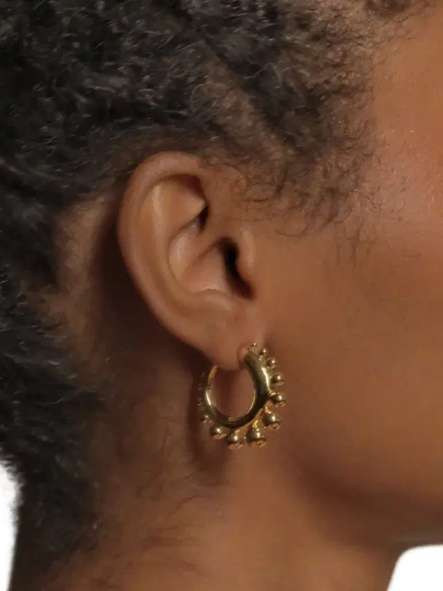 Women's Khartoum Tiny 18K Gold Vermeil EmbellishedHoops - Polished Gold Vermeil